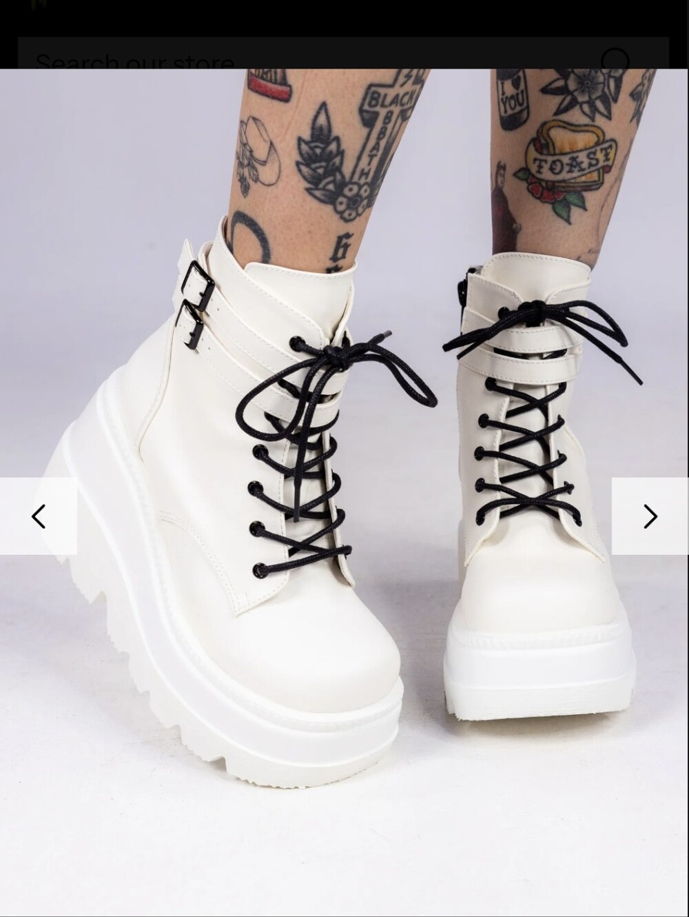 Demonia Shaker White Stacked Wedge Platform Lace Up Combat Boots Women Size 10